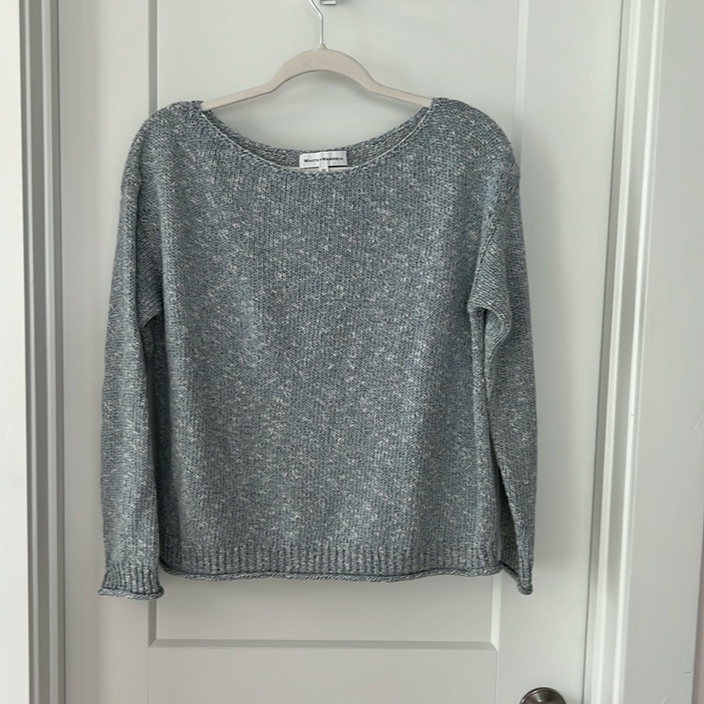 White and Warren light blue and white boatneck sweater size xs